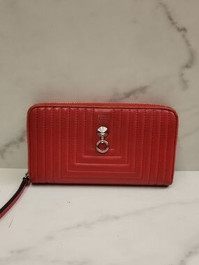 Authentic Red Quilted FENDI napa Lomg Zippy Wallet With Digital COA